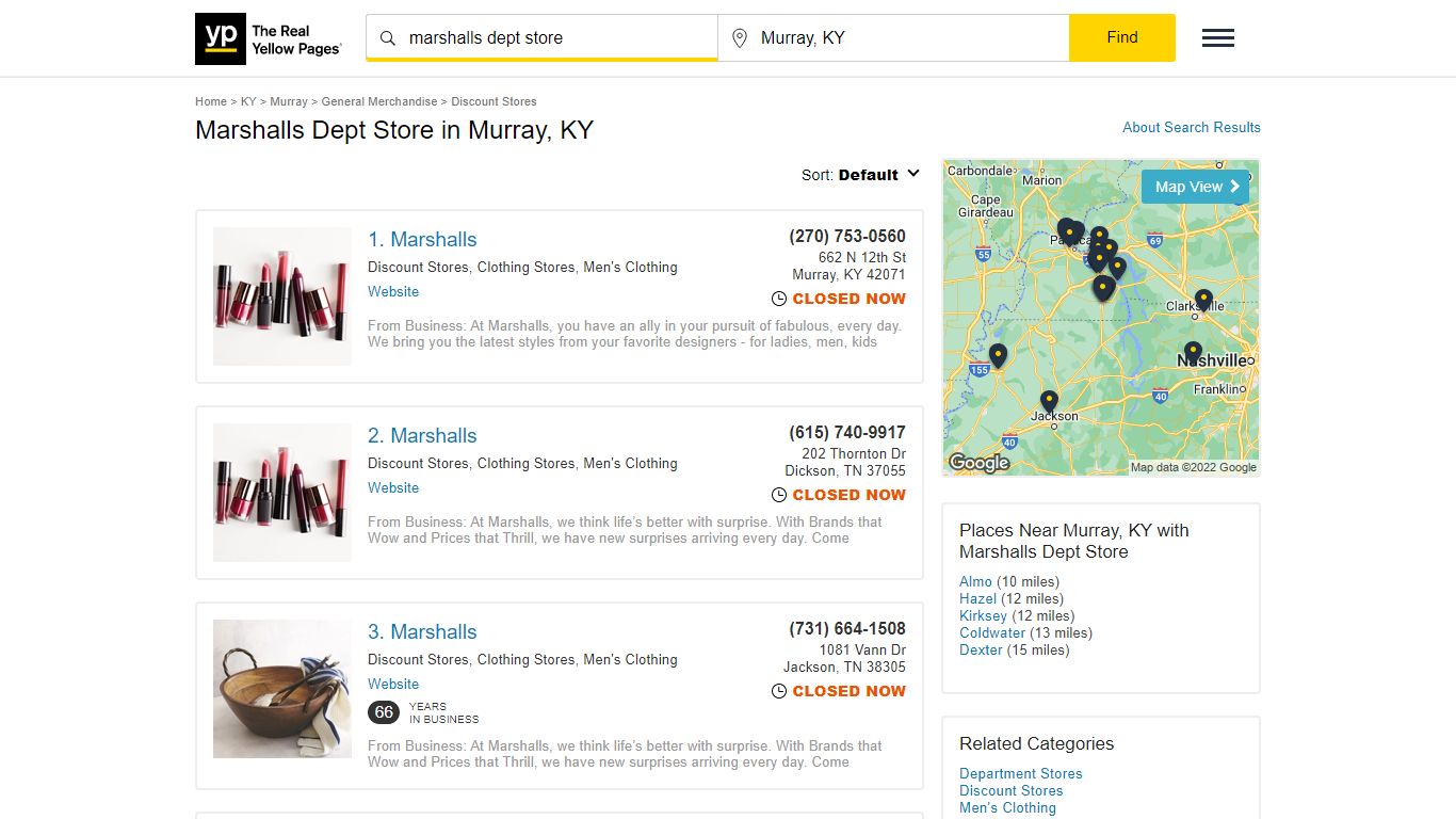 Marshalls Dept Store Locations & Hours Near Murray, KY - YP.com