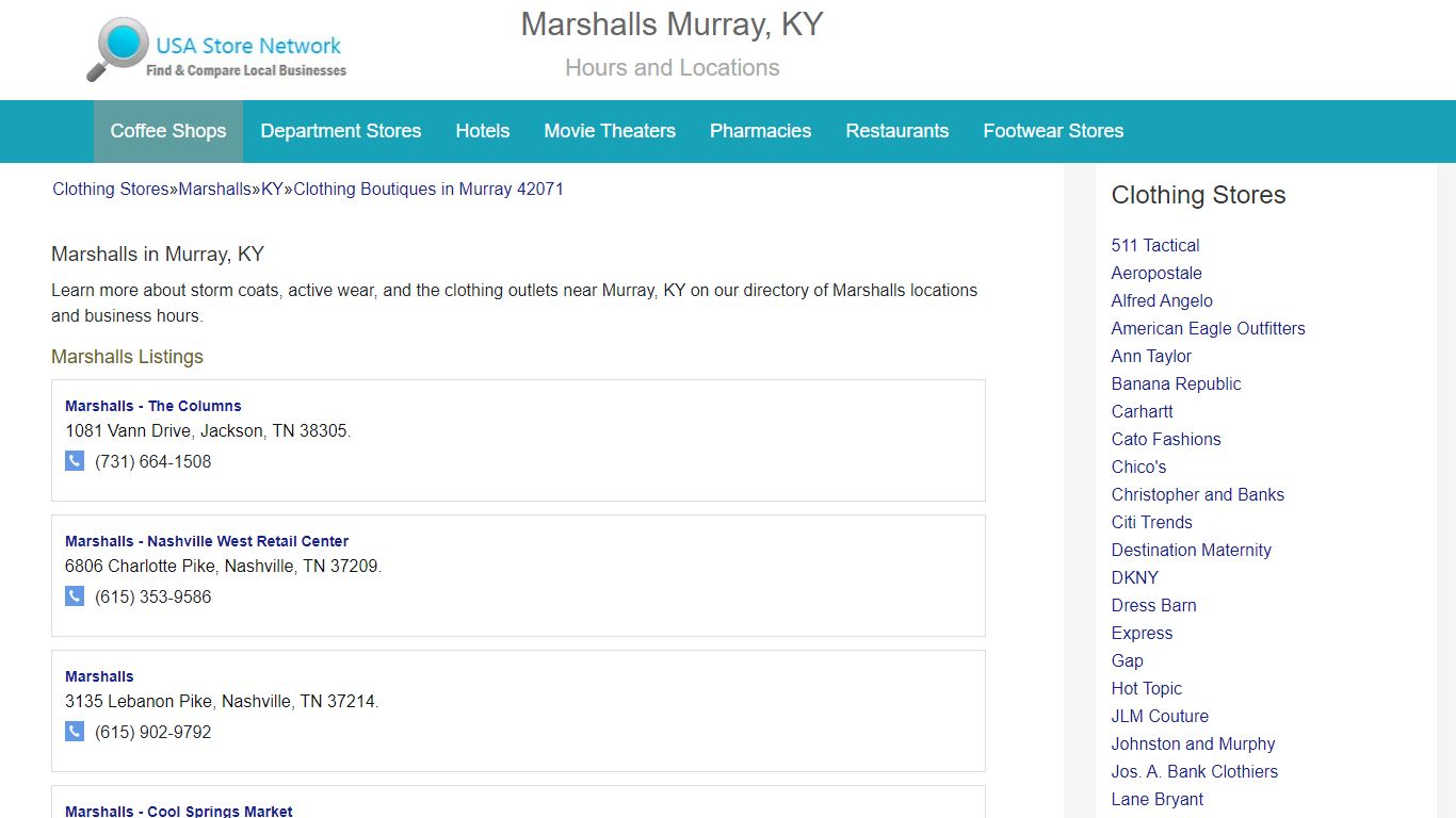 Marshalls Murray, KY - Hours and Locations